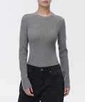 MUSINSA STANDARD WOMAN MUSINSA STANDARD WOMAN Women's Ribbed Slim Crew Neck Knit Medium Gray