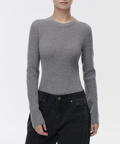 MUSINSA STANDARD WOMAN Women's Ribbed Slim Crew Neck Knit Medium Gray