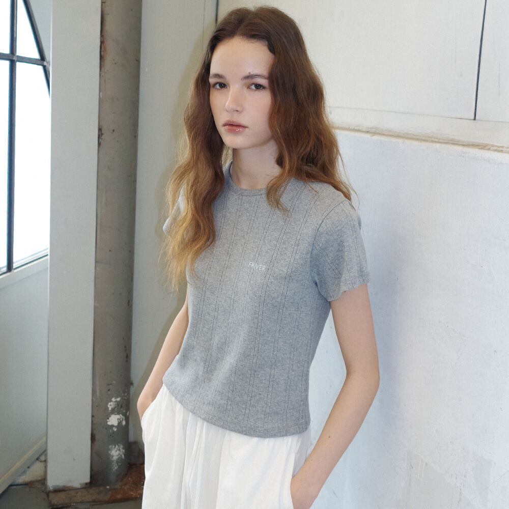 FRIVER07 Cotton eyelet crop t-shirt [FRSP07TS11]_Gray
