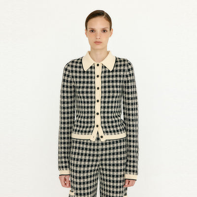 EENK VINK Gingham Check Knit Shirt - Black/Ivory