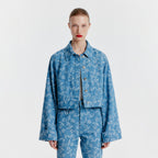 EENK YINI Cropped Denim Jacket - Blue