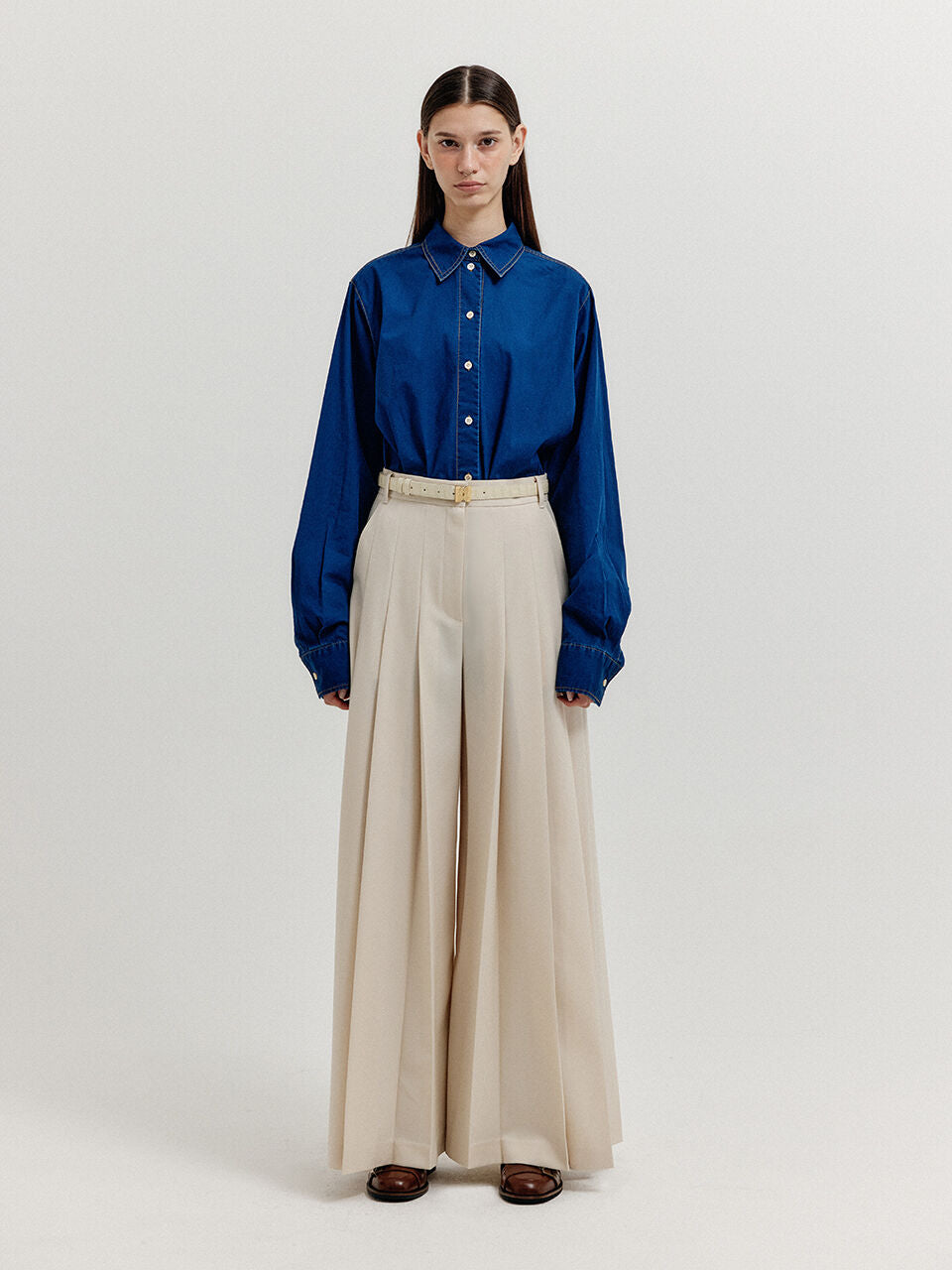 EENK EENK XLEAT Pleated Wide Pants - Ivory