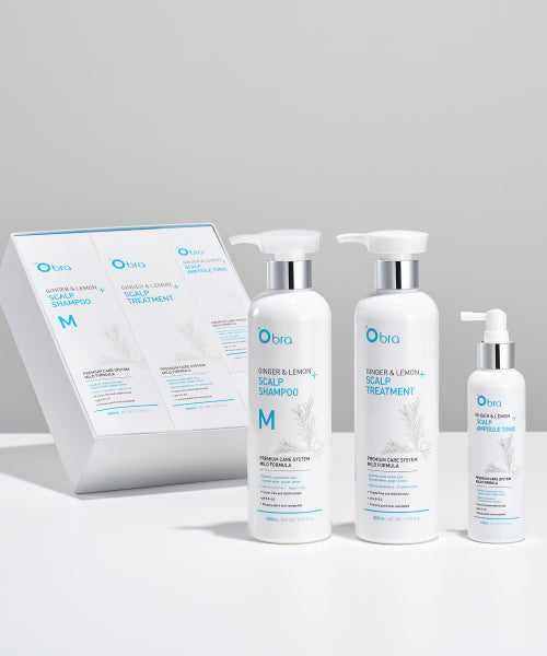 OBRA Ginger & Lemon 3-piece set (moisture shampoo + treatment + ampoule tonic)