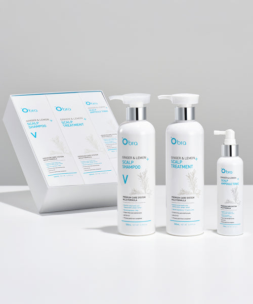 OBRA Ginger & Lemon 3-piece set (volume shampoo + treatment + ampoule tonic)