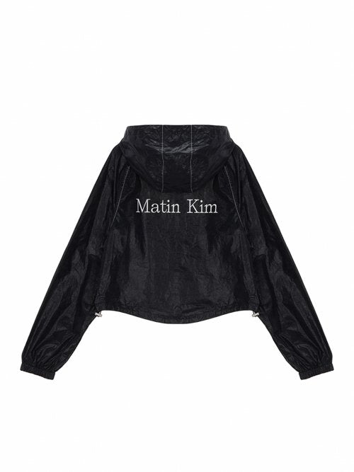 MATIN KIM MATIN KIM Crop Hoody Coating Jumper One Size