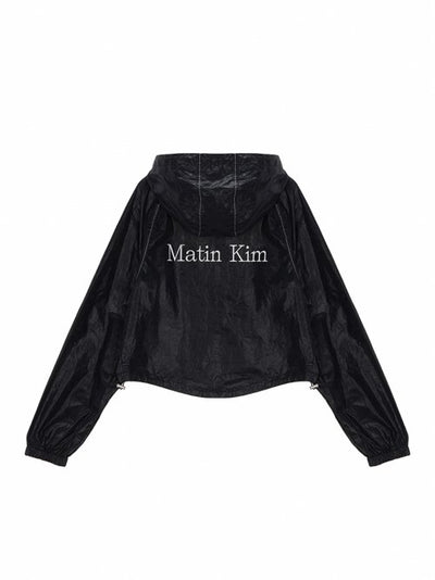MATIN KIM Crop Hoody Coating Jumper One Size