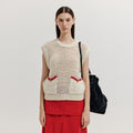 EENK EENK XEEY Pocket Knit Vest - Cream/Red