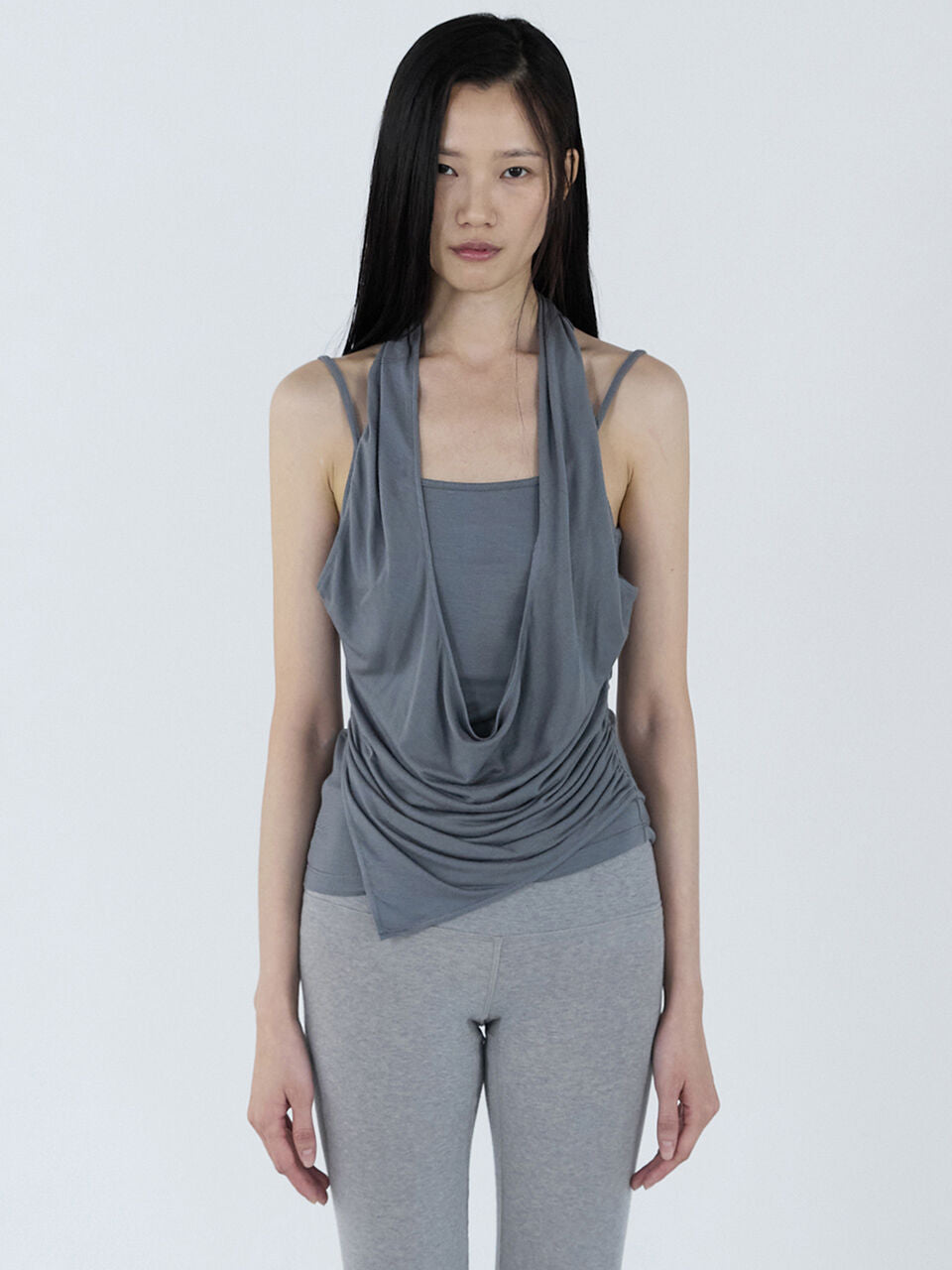 CERRIC Double Halter Sleeveless _ Gray