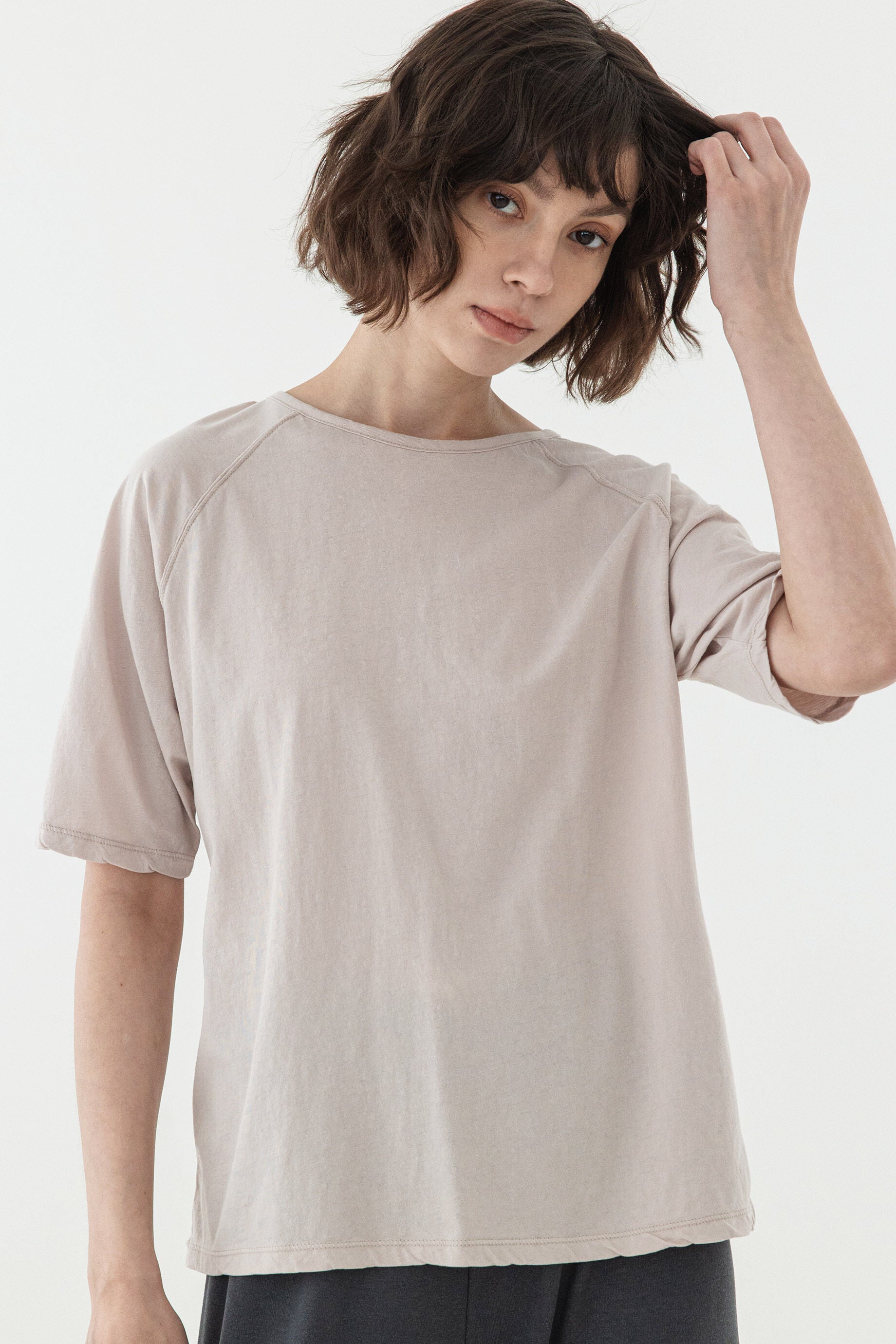 KOZNOK Maria Nagrang Layered Cotton Summer Women's Short Sleeve T-Shirt Inner Tee Indie Pink