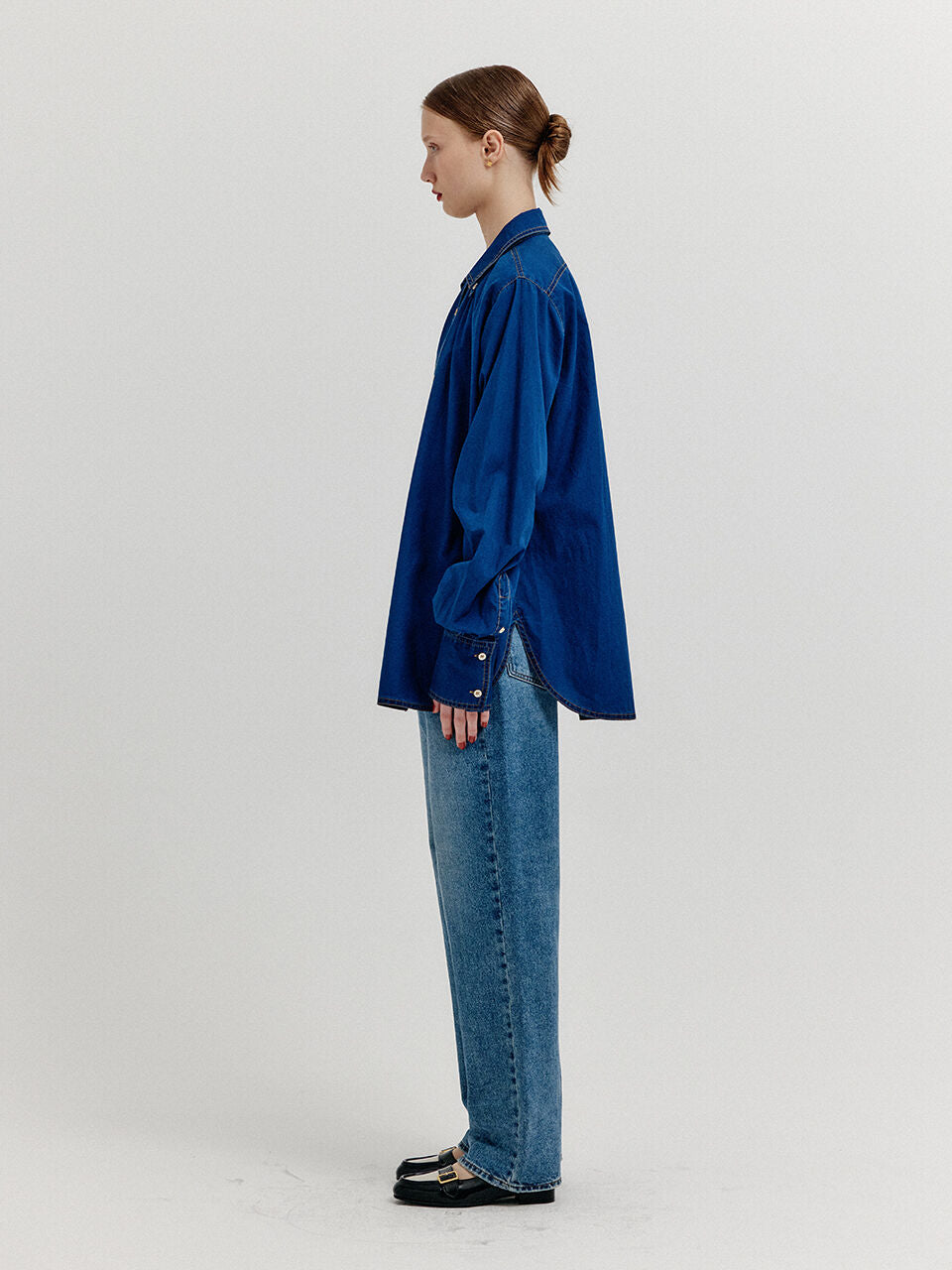 EENK XOVER Long Sleeve Denim Shirt - Denim Blue