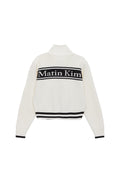 MATIN KIM MATIN KIM Spell Point Stripe Wool Blended Knit Cardigan in Ivory