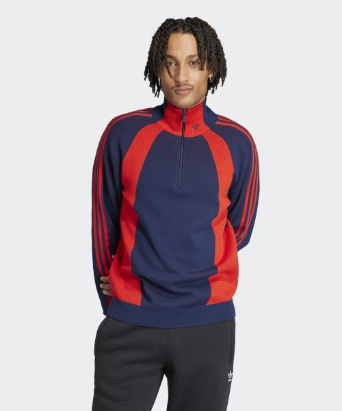 ADIDAS ADIDAS Quarter Zipper Jumper - Navy:Red