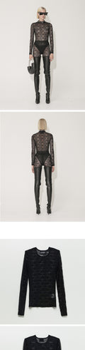 HAN KJOBENHAVN (W) Han Copenhagen Lace Monogram Long Sleeve T-Shirt - Black (W-132203BK)