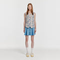 EENK YECA Pleated Denim Shorts - Blue