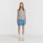 EENK YECA Pleated Denim Shorts - Blue
