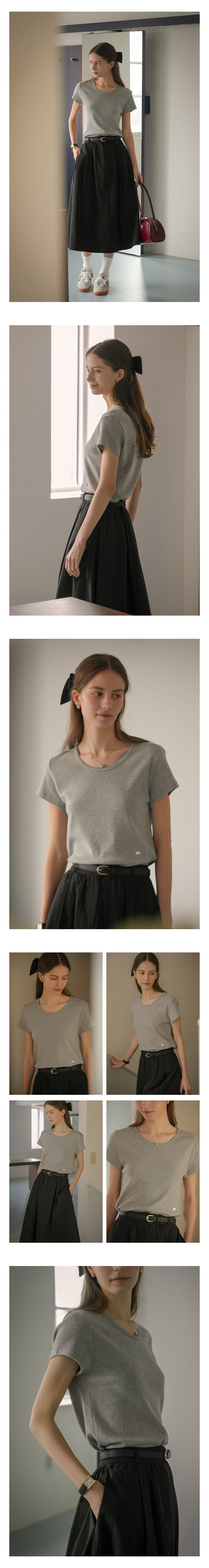 KNOWN BETTER [Add size] Floral eyelet romantic T-shirt_Gray