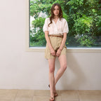 KELLY DONAHUE Frill jacquard V blouse