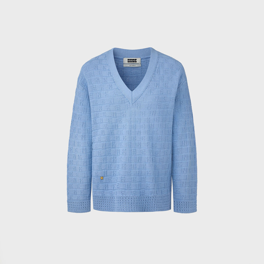 EENK Logo Jacquard Knit Pullover - Sky Blue