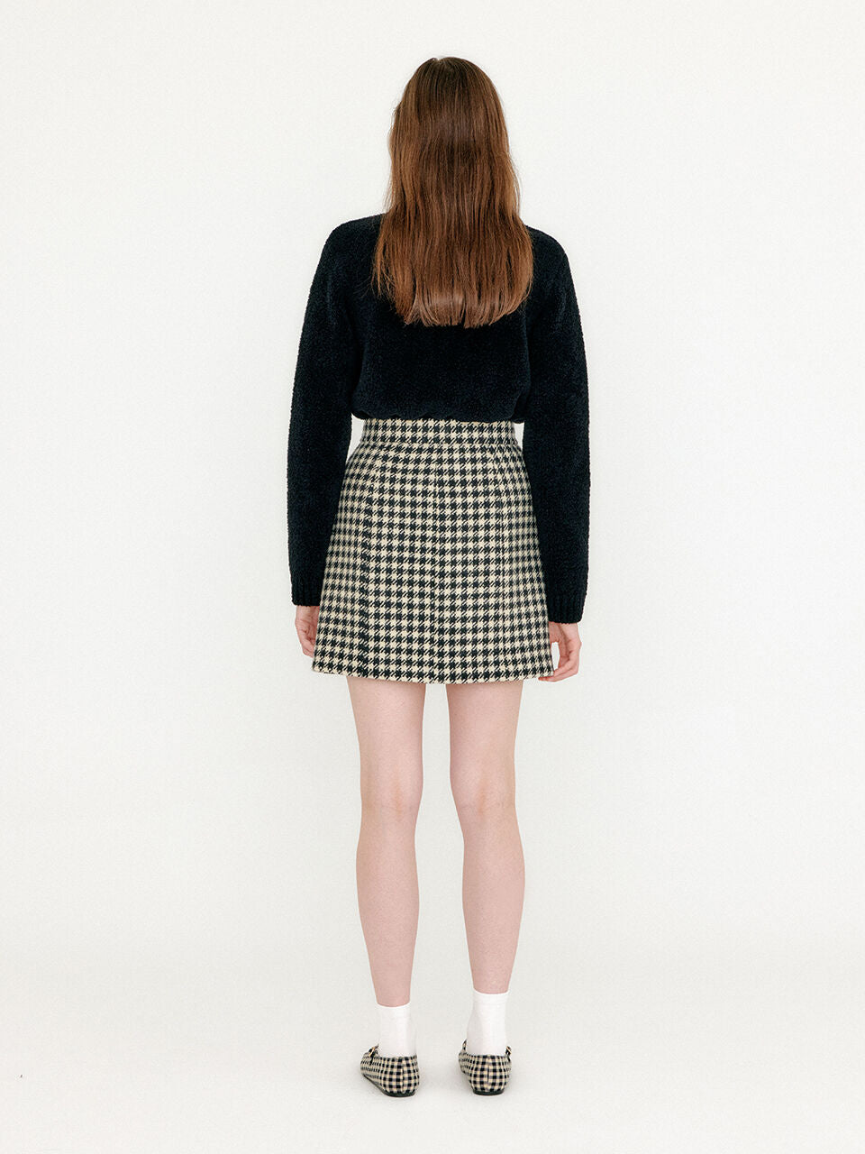 EENK VETHY Buttoned Mini Skirt - Black/Ivory Check