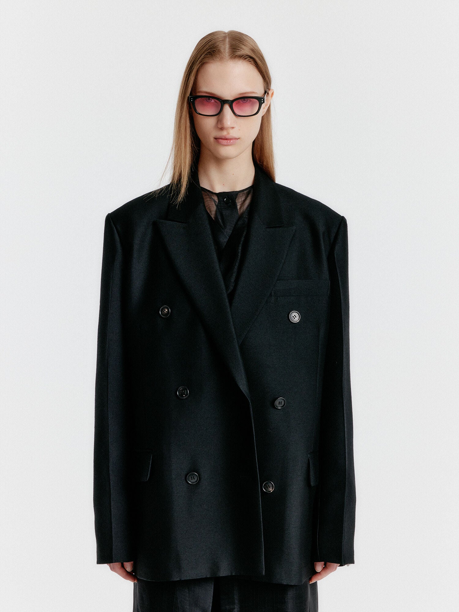 EENK YENNY Oversized Double-breasted Jacket - Black