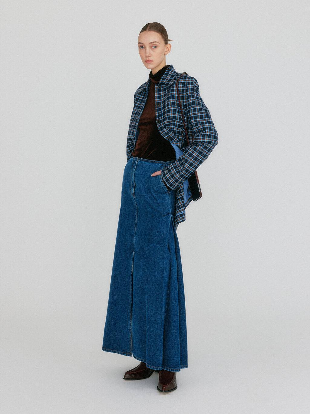 EENK ZOAN Straight Denim Skirt - Blue