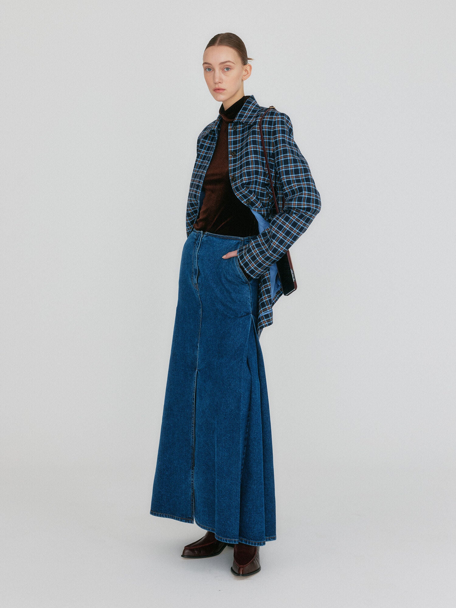 EENK ZOAN Straight Denim Skirt - Blue