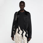 YCH FLOW RUFFLE LONG-SLEEVED T-SHIRT BLACK (R25TS11041BK)