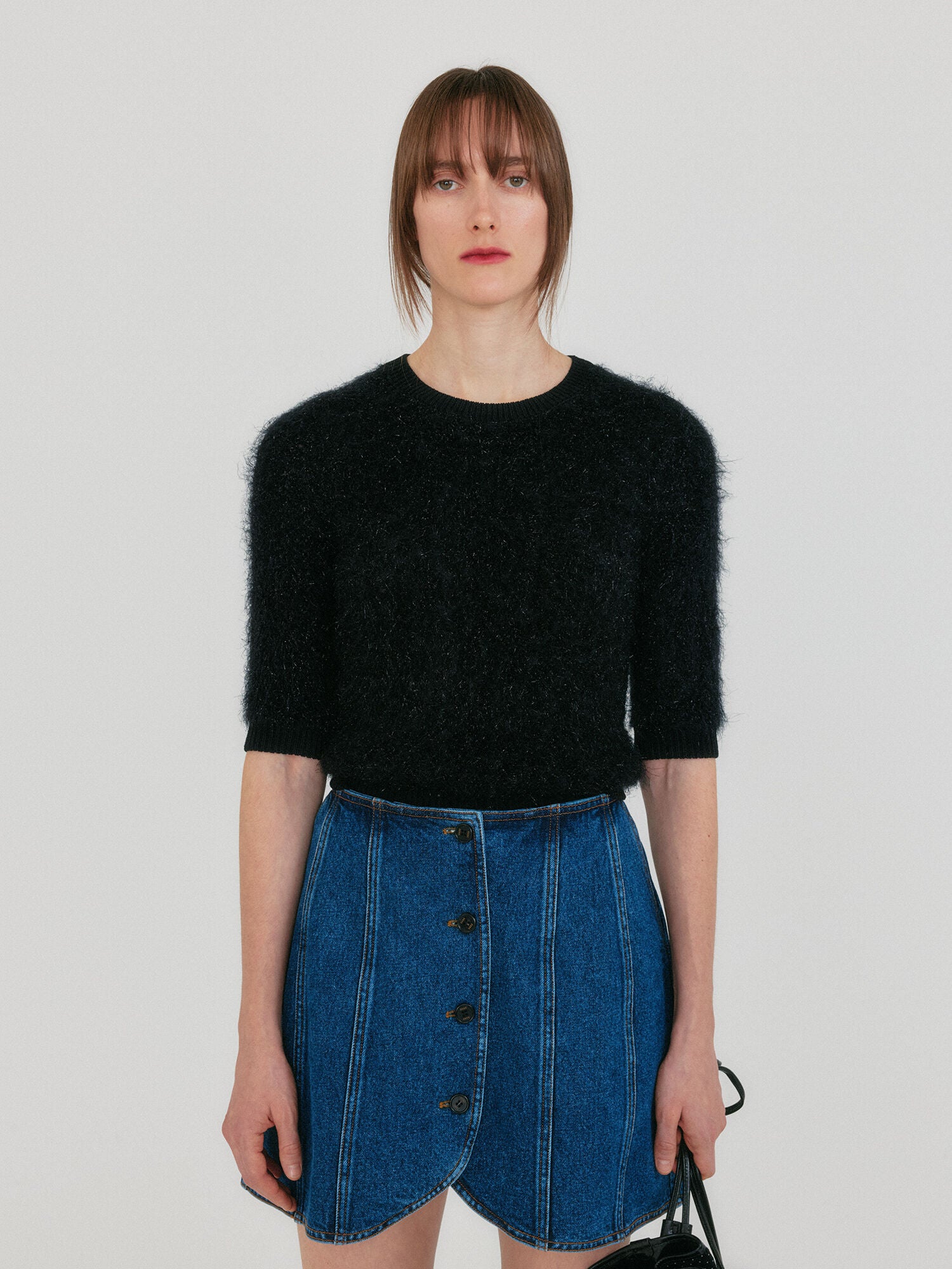 EENK ZIGGIE Short Sleeve Knit Top - Black