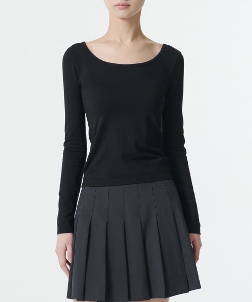 MUSINSA STANDARD WOMAN MUSINSA STANDARD WOMAN T-Shirt Slim Ballerina Long Sleeve [Black]