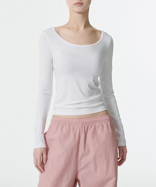 MUSINSA STANDARD WOMAN MUSINSA STANDARD WOMAN T-Shirt Slim Ballerina Long Sleeve [White]