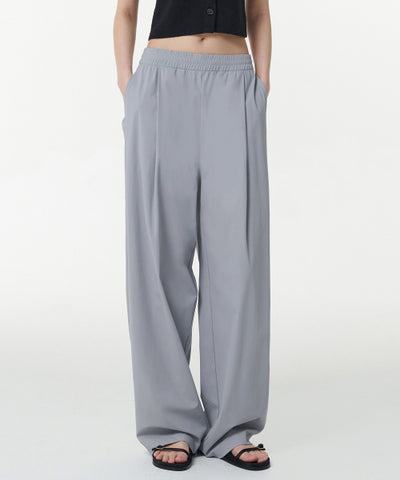 MUSINSA STANDARD WOMAN Women's Cooling Deep Tuck Wide Banding Pants [Purple Gray]