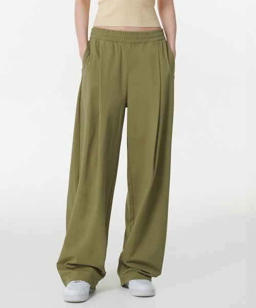 MUSINSA STANDARD WOMAN MUSINSA STANDARD WOMAN Women's Cooling Deep Tuck Wide Banding Pants (Moss)