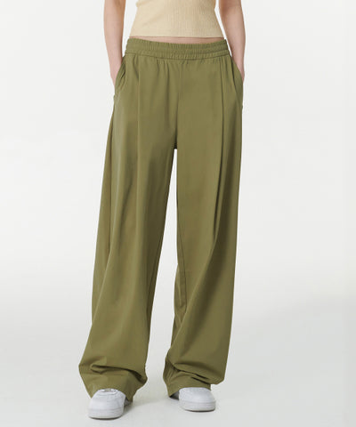 MUSINSA STANDARD WOMAN Women's Cooling Deep Tuck Wide Banding Pants (Moss)