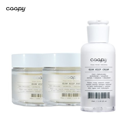 COOPY Glow Keep Water Glow Cream 50ml + Glow Keep Water Glow Pad 120ml/50 sheets (2 units)