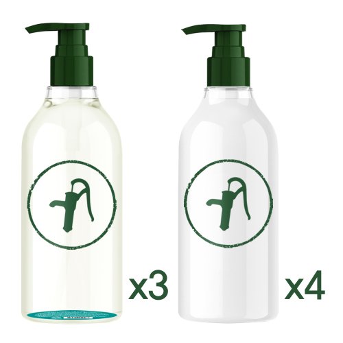 MUCOTA [Oily Line] Green Pump Scalp Shampoo x 3 + Light Treatment x 4