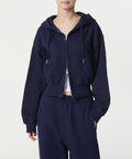 MUSINSA STANDARD WOMAN MUSINSA STANDARD WOMAN Hoodie Women's Volume Crop Zip-up [Navy]