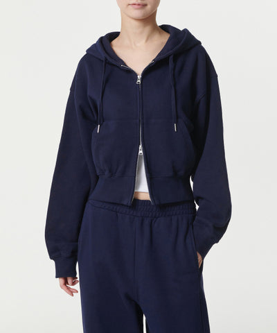 MUSINSA STANDARD WOMAN Hoodie Women's Volume Crop Zip-up [Navy]