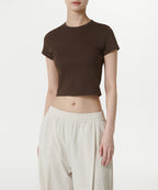 MUSINSA STANDARD WOMAN MUSINSA STANDARD WOMAN Slim Crop Crew Neck T-Shirt (Dark Brown)