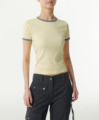 MUSINSA STANDARD WOMAN MUSINSA STANDARD WOMAN T-Shirt Slim Crew Neck [Lemon/Gray] Size M