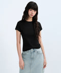 MUSINSA STANDARD WOMAN MUSINSA STANDARD WOMAN T-Shirt Slim Crew Neck [Black]
