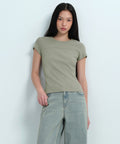 MUSINSA STANDARD WOMAN MUSINSA STANDARD WOMAN Women's Ribbed Pigment Slim T-Shirt Sage