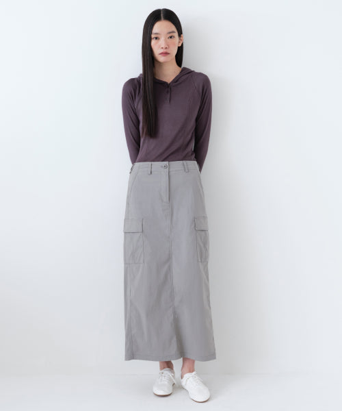 MUSINSA STANDARD WOMAN MUSINSA STANDARD WOMAN Cargo Maxi Skirt (Light Gray)