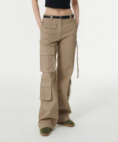 MUSINSA STANDARD WOMAN Women's Pants Semi Boot Cut Utility Cargo [Beige]
