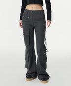 MUSINSA STANDARD WOMAN MUSINSA STANDARD WOMAN Women's Pants Semi Boot Cut Utility Cargo [Dark Gray]