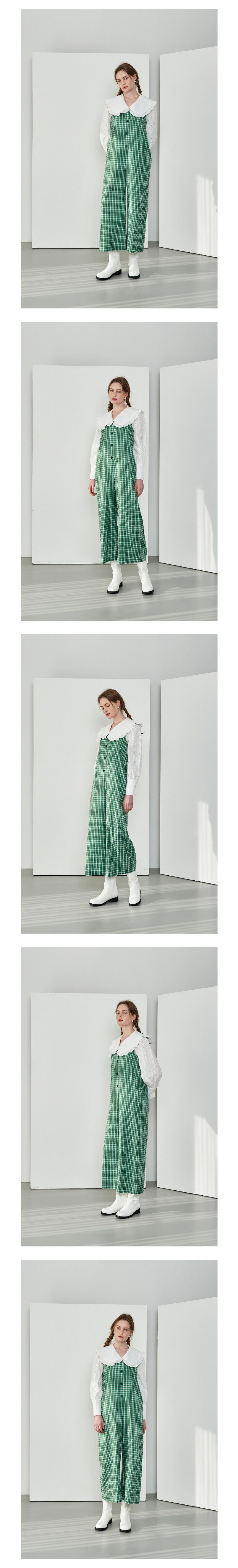 MAKEATOAST V-NECK CHECK JUMP SUIT GREEN MTBBSJS00252