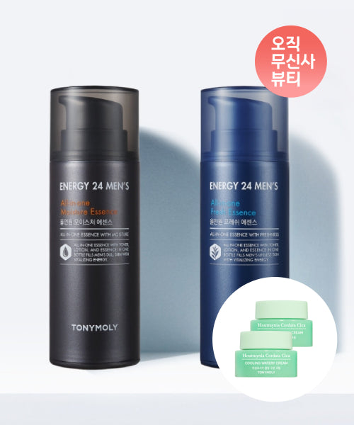 TONYMOLY [2pack] Energy 24 Men's All-in-One 120ml (Moisture/Fresh) (+ Houttuynia Cordata Cica Cooling Moisture Cream 8mlx2)