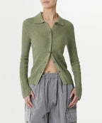 MUSINSA STANDARD WOMAN MUSINSA STANDARD WOMAN Cardigan Slim Collared [Moss]