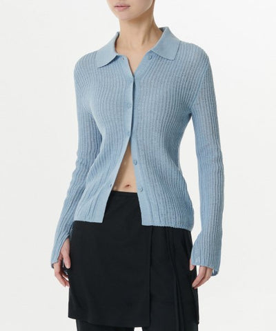 MUSINSA STANDARD WOMAN Cardigan Slim Collared [Sky Blue]