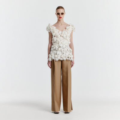 YILONA Side-slit Pants - Beige