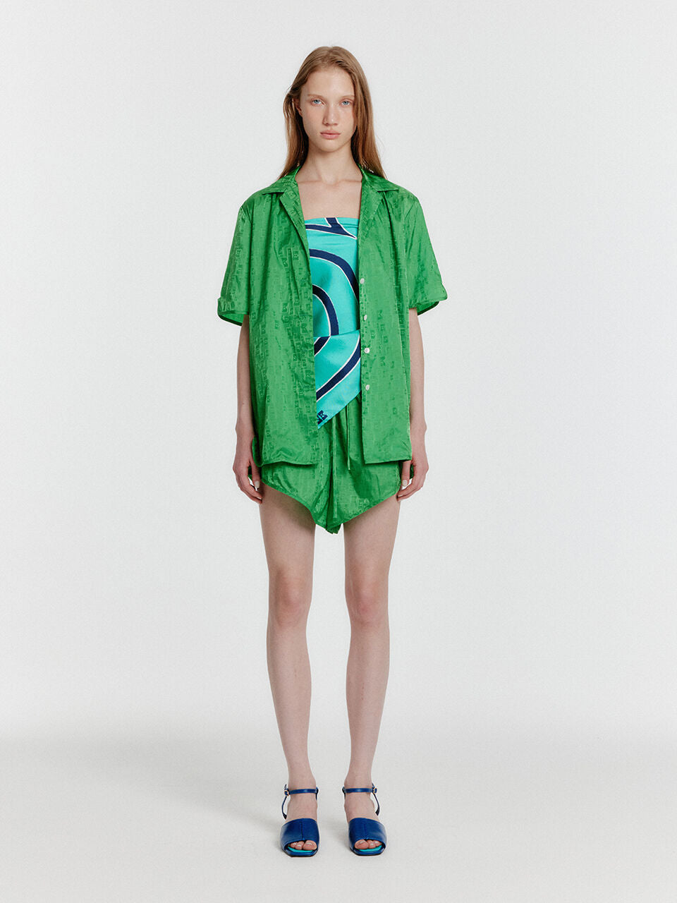 EENK YINDA Short Sleeve Jacquard Shirt - Green
